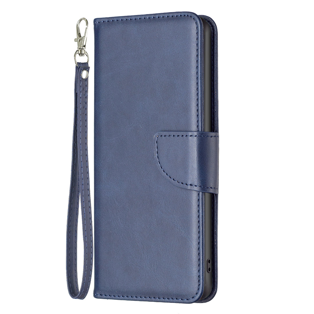 Uniqkart for iPhone 15 Pro Solid Color Phone Stand Case Shockproof Fine Textured PU Leather Wallet Cover - Blue