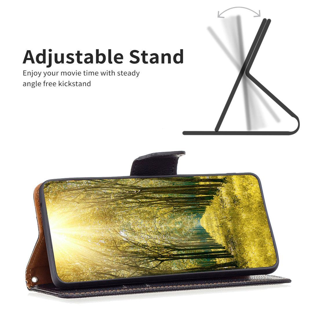 Uniqkart for iPhone 15 Pro Wallet PU Leather Cell Phone Cover Litchi Texture Phone Flip Stand Case with Strap - Black