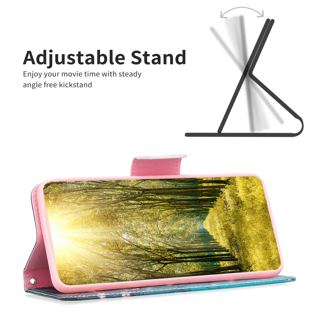 Pattern Printing Phone Leather Case for iPhone 15 Plus , Stand Wallet Full Protection Cover - Plum Blossom