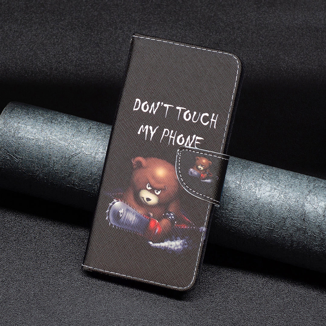 Wallet PU Leather Phone Case for iPhone 15 Pro Max , Pattern Printing Phone Stand Cover - Bear
