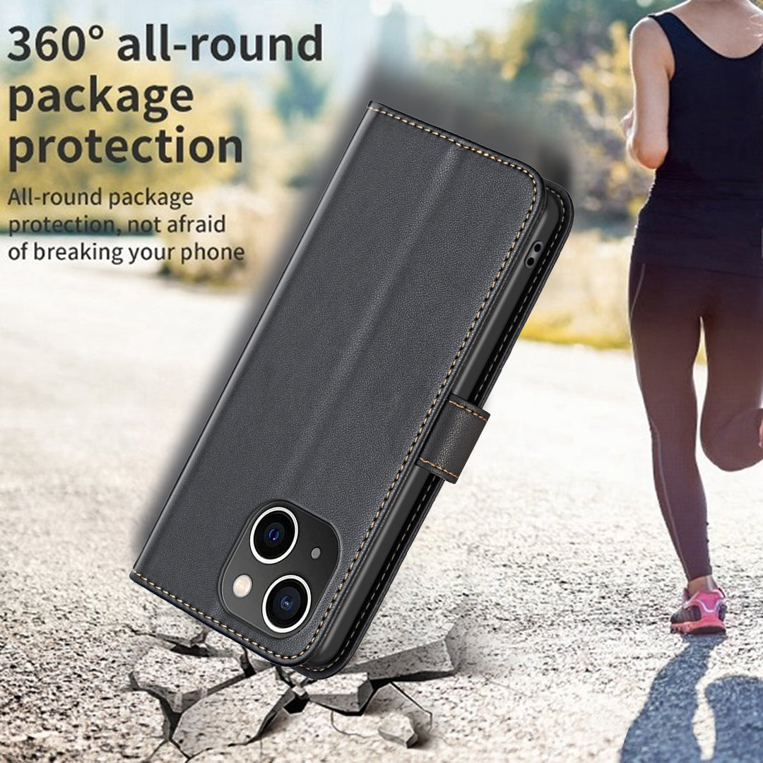 Binfen Color BF17 For iPhone 15 Plus TPU+PU Leather Phone Cover Stand Design Wallet Case - Black