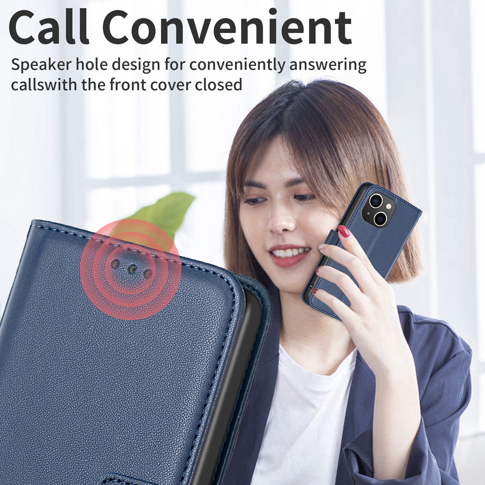 Binfen Color BF17 For iPhone 15 Plus TPU+PU Leather Phone Cover Stand Design Wallet Case - Blue