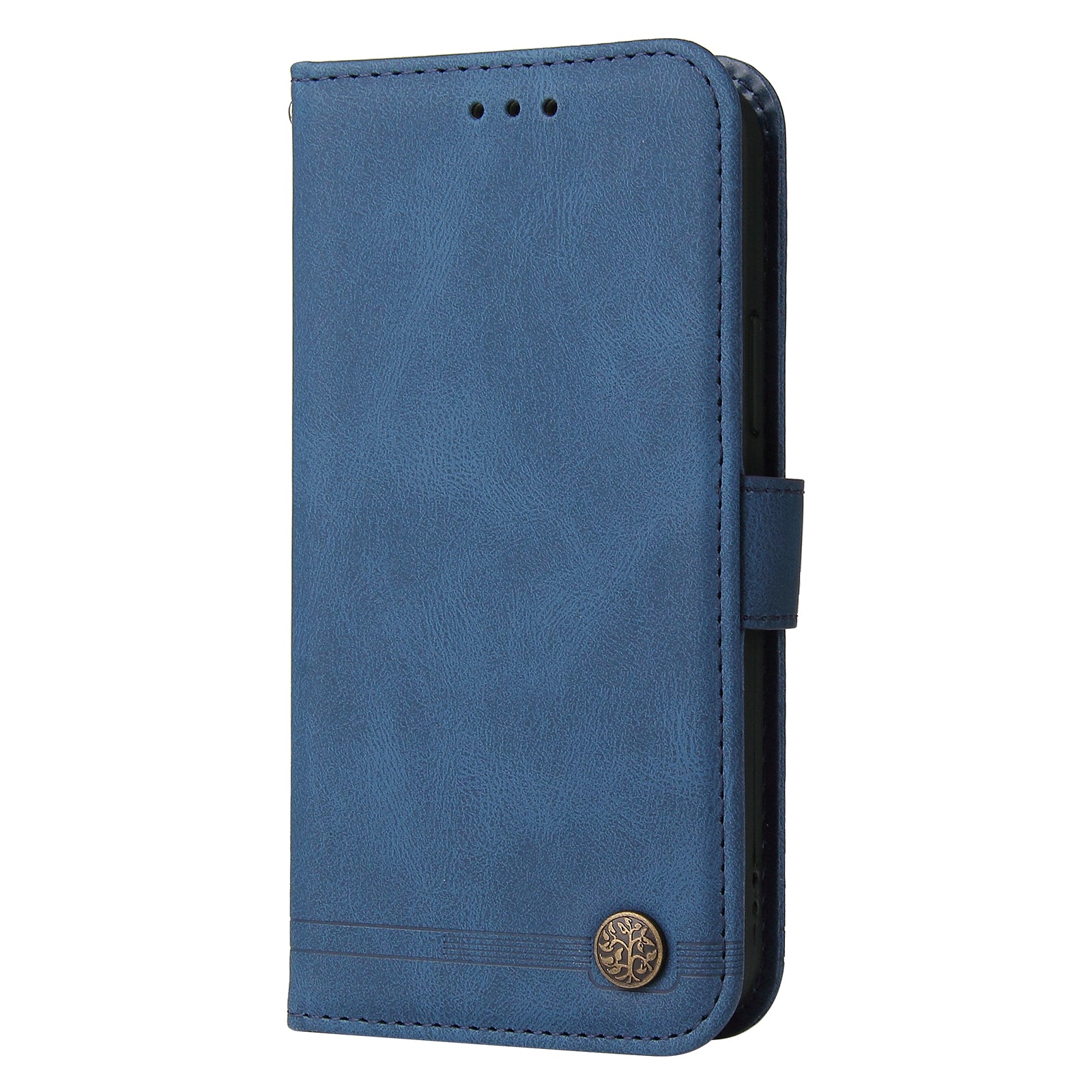 Uniqkart for iPhone 15 Pro Max Wallet Skin-touch PU Leather Case Cell Phone Cover Imprinted Lines Stand Shell - Blue