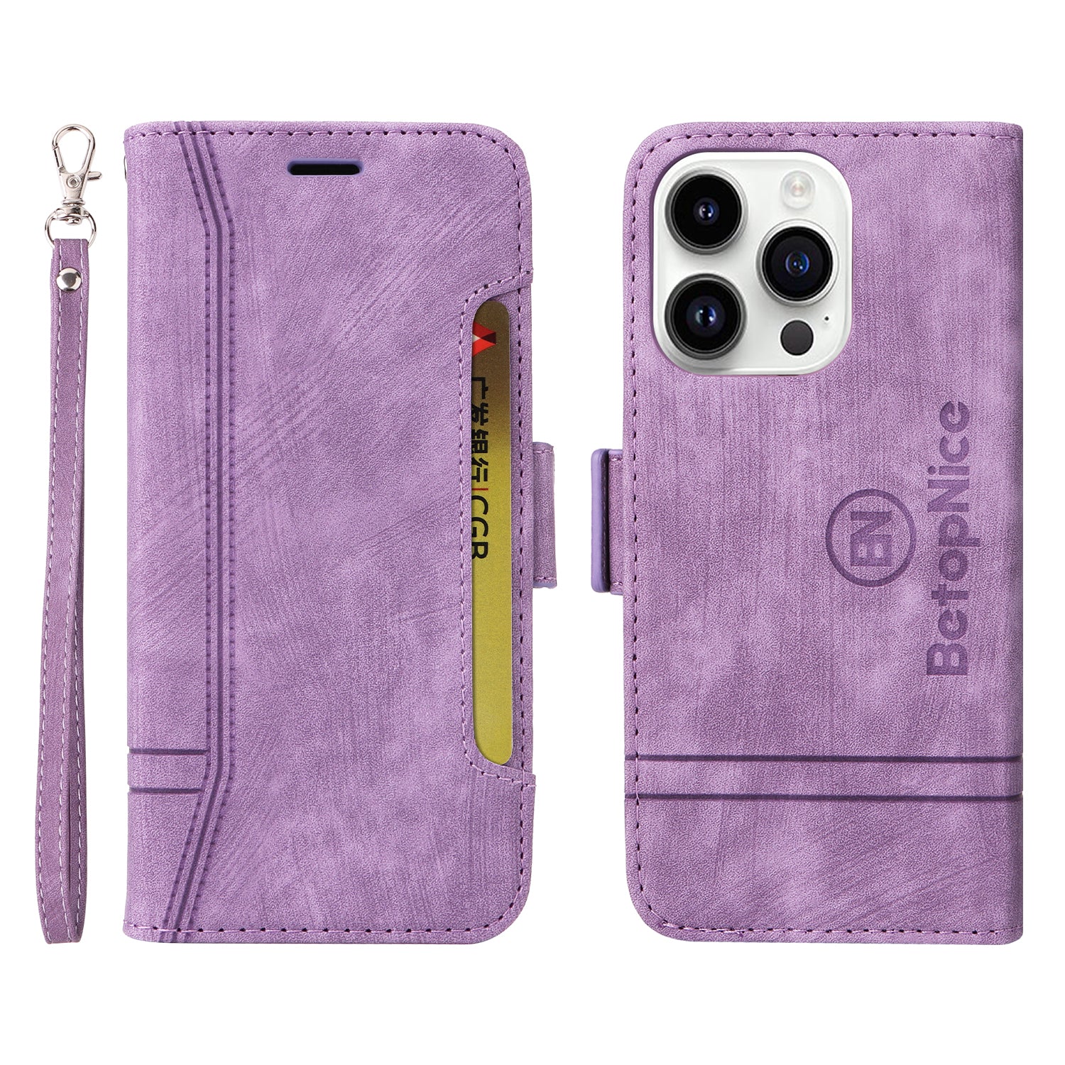 Uniqkart 001 For iPhone 15 Pro Multifunction Wallet Cell Phone Case Shockproof PU Leather Stand Cover - Purple
