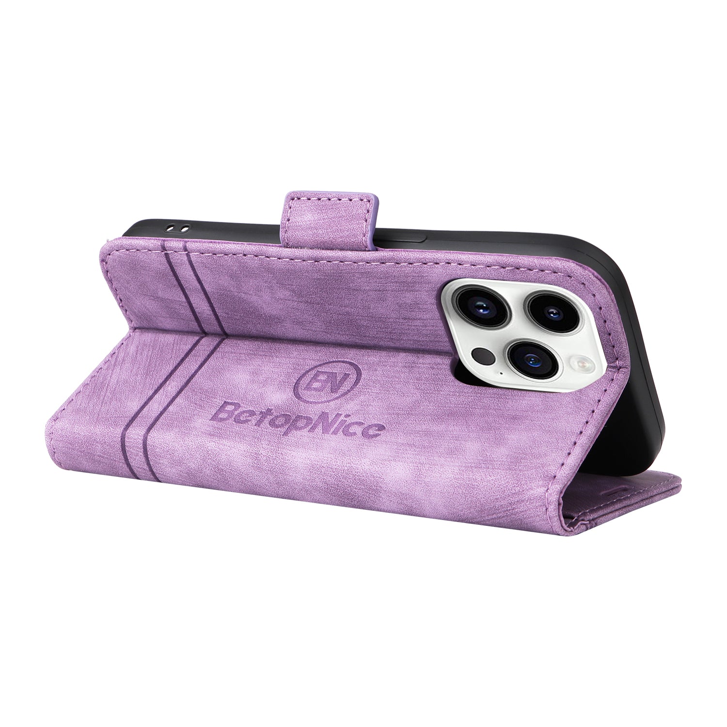 Uniqkart 001 For iPhone 15 Pro Multifunction Wallet Cell Phone Case Shockproof PU Leather Stand Cover - Purple