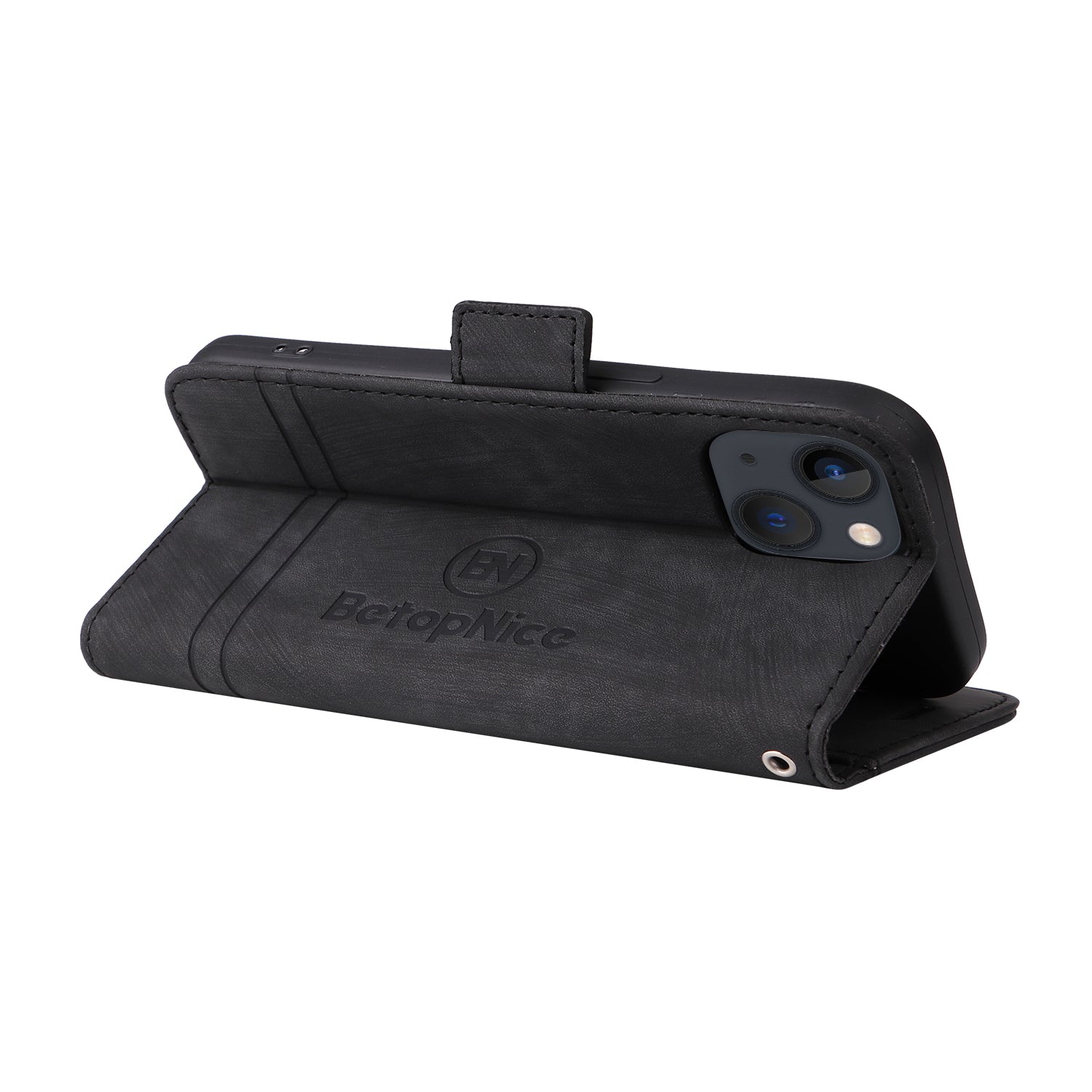 Uniqkart 001 For iPhone 15 Smartphone Cover Wallet Cell Phone Case Shockproof PU Leather Stand Shell - Black