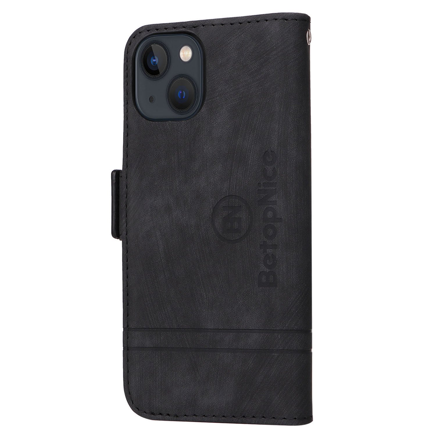 Uniqkart 001 For iPhone 15 Smartphone Cover Wallet Cell Phone Case Shockproof PU Leather Stand Shell - Black