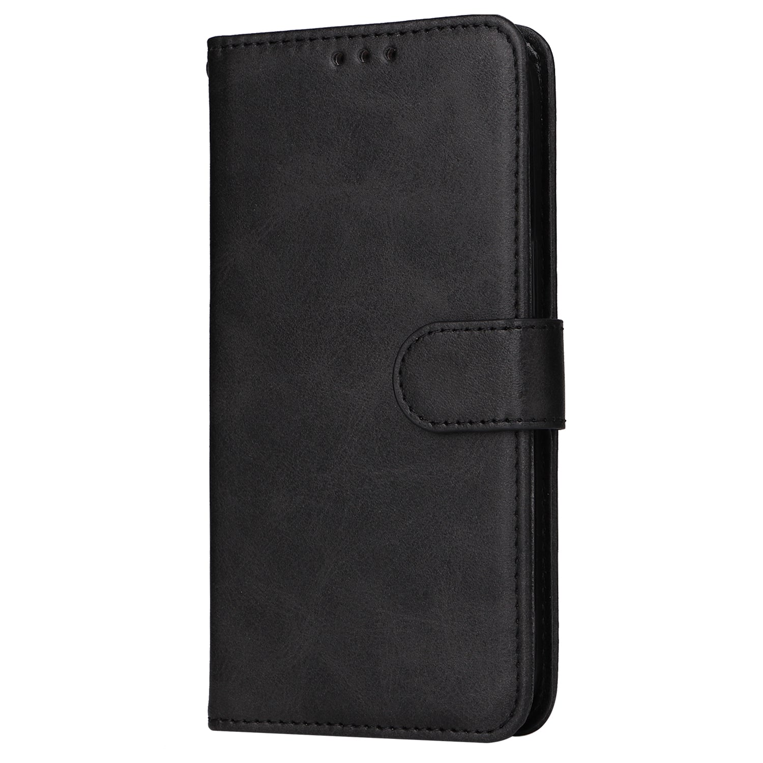 Uniqkart for iPhone 15 Pro Wallet Phone Case Anti-Scratch PU Leather Calf Texture Flip Stand Phone Shell Cover - Black