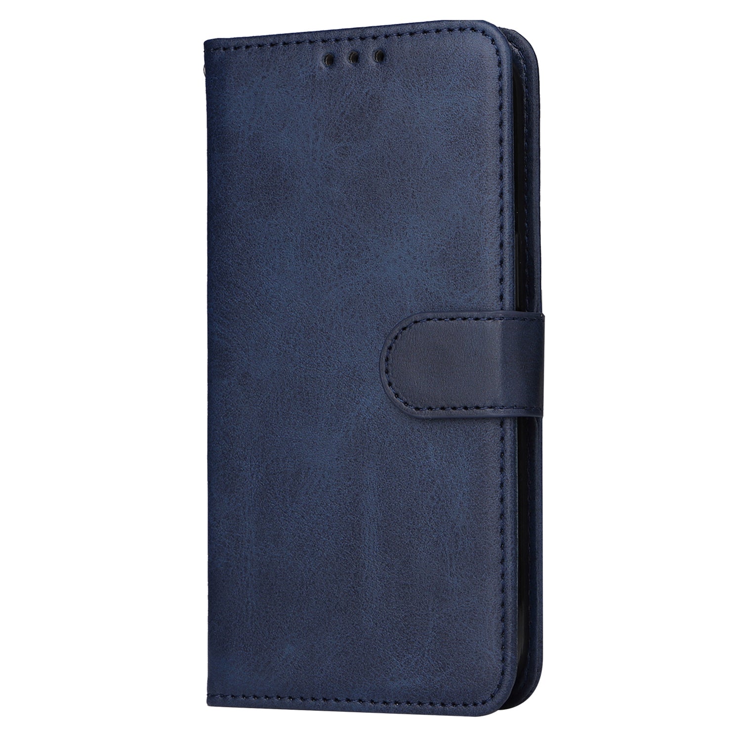 Uniqkart for iPhone 15 Pro Wallet Phone Case Anti-Scratch PU Leather Calf Texture Flip Stand Phone Shell Cover - Blue