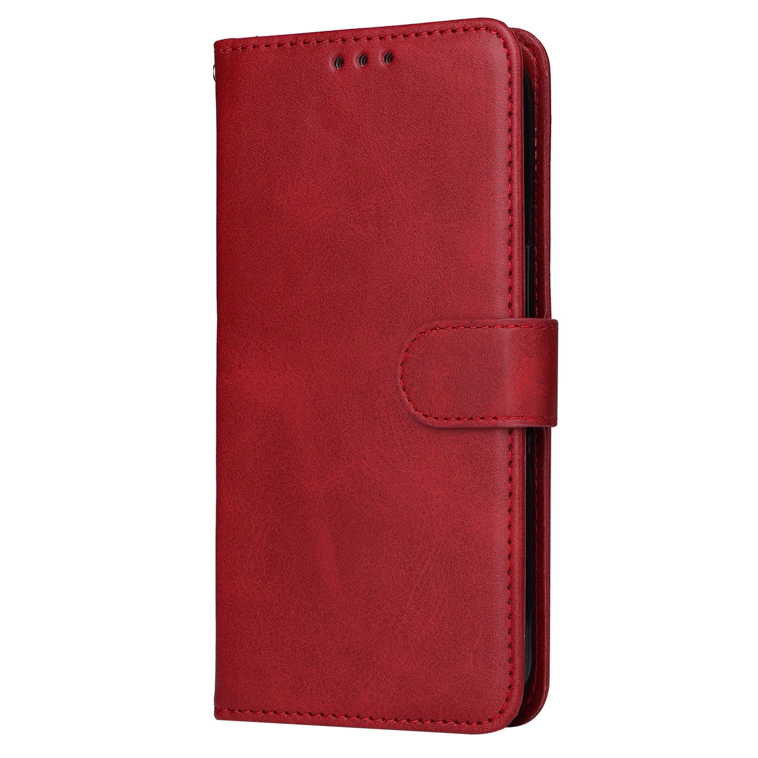 Uniqkart for iPhone 15 Pro Max Shockproof  Calf Texture Flip Shell PU Leather Wallet Phone Case Stand Cover - Red