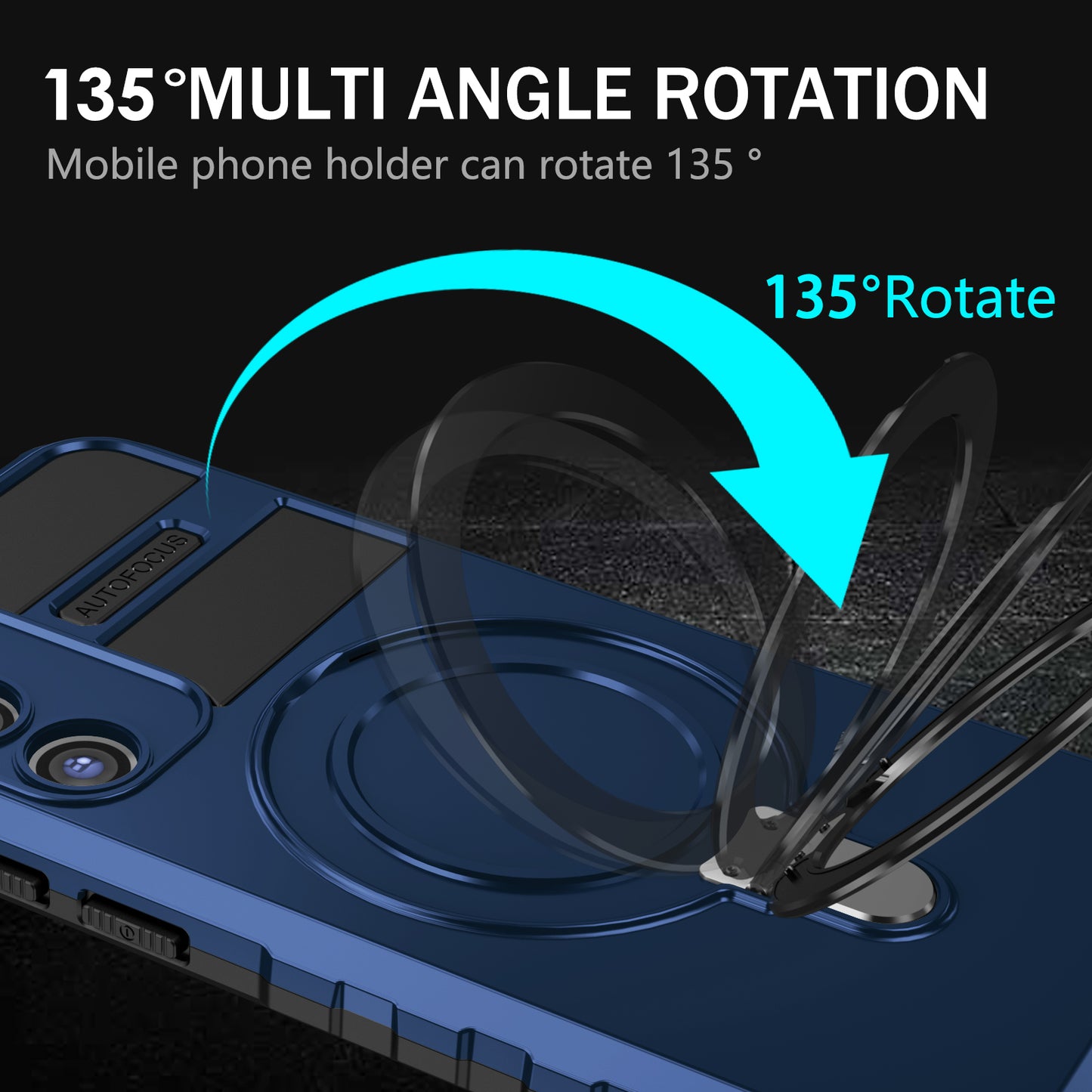 Uniqkart for Samsung Galaxy S23 Ring Kickstand Phone Case Shockproof PC+TPU Magnetic Cover - Blue