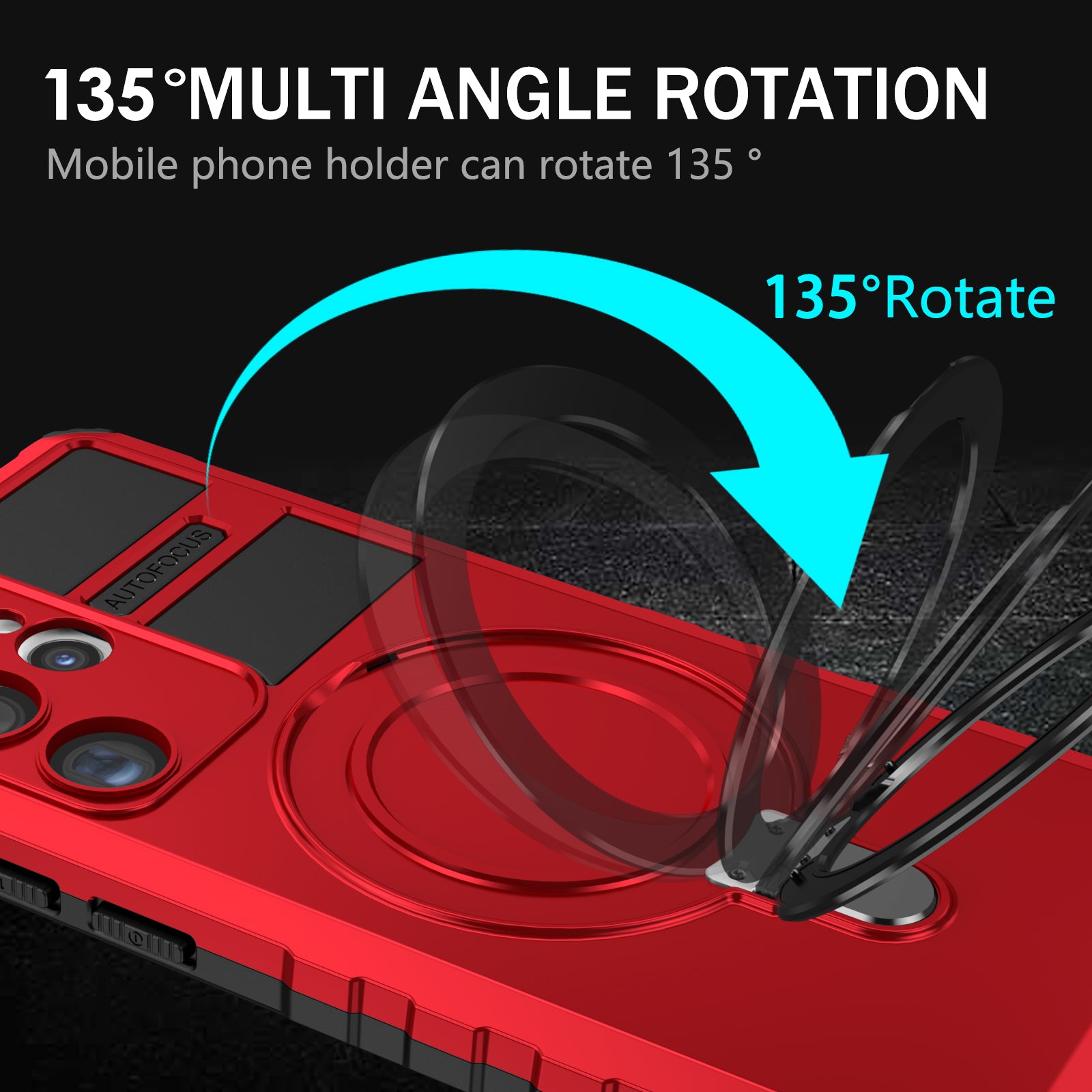 Uniqkart for Samsung Galaxy S23 Ultra PC+TPU Phone Case Magnetic Finger Grip Kickstand Cover - Red