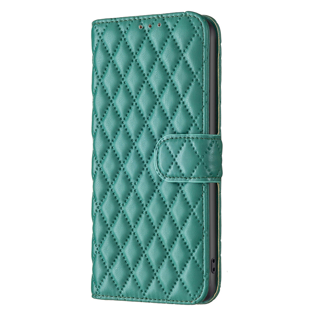 Binfen Color BF Style-14 for iPhone 15 Anti-Scratch Cell Phone Shell Imprinted Stand Leather Wallet Smartphone Cover - Green