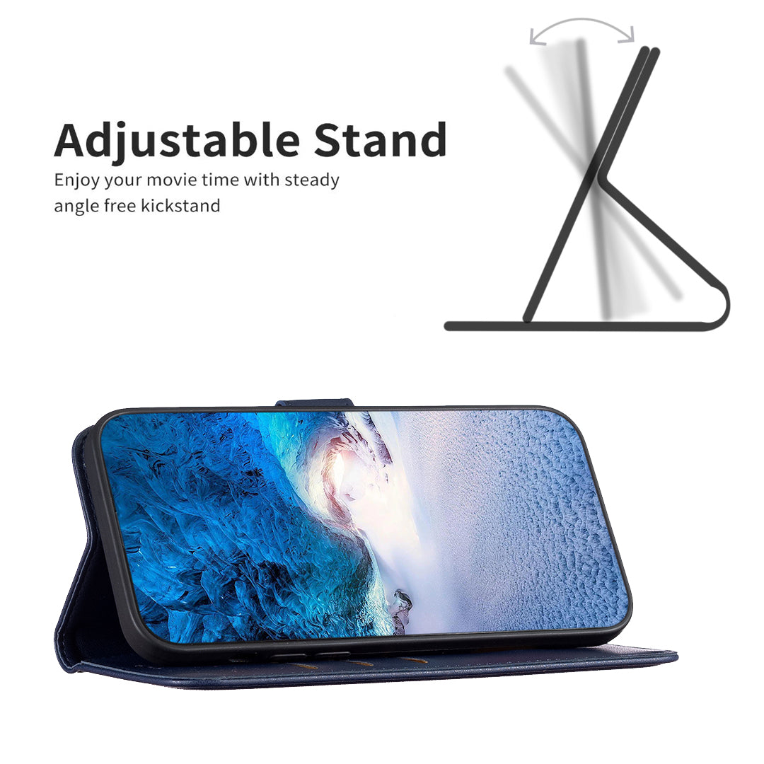 Binfen Color BF17 For iPhone 15 Pro Stand Design Phone Cover Ultra-Light Wallet TPU+PU Leather Phone Case - Blue
