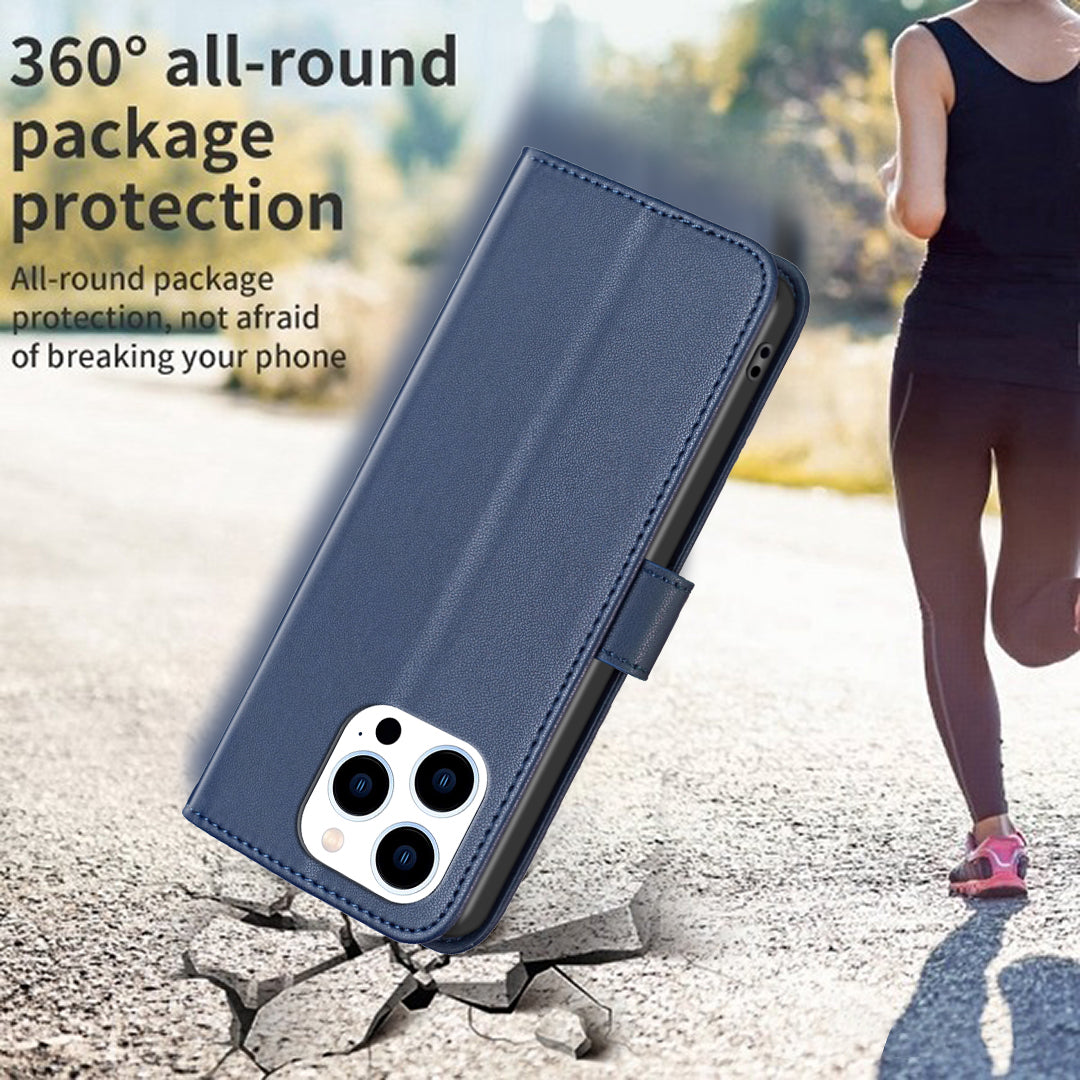 Binfen Color BF17 For iPhone 15 Pro Stand Design Phone Cover Ultra-Light Wallet TPU+PU Leather Phone Case - Blue