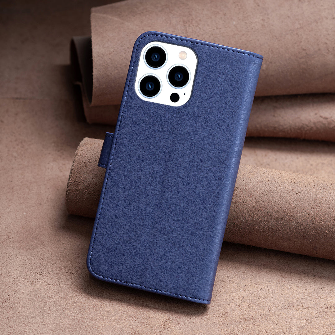 Binfen Color BF17 For iPhone 15 Pro Stand Design Phone Cover Ultra-Light Wallet TPU+PU Leather Phone Case - Blue