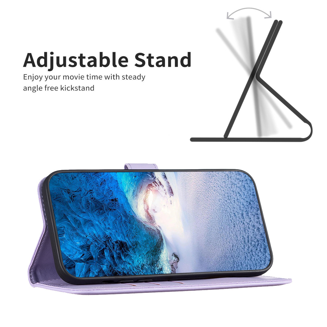 Binfen Color BF17 For iPhone 15 Pro Stand Design Phone Cover Ultra-Light Wallet TPU+PU Leather Phone Case - Purple
