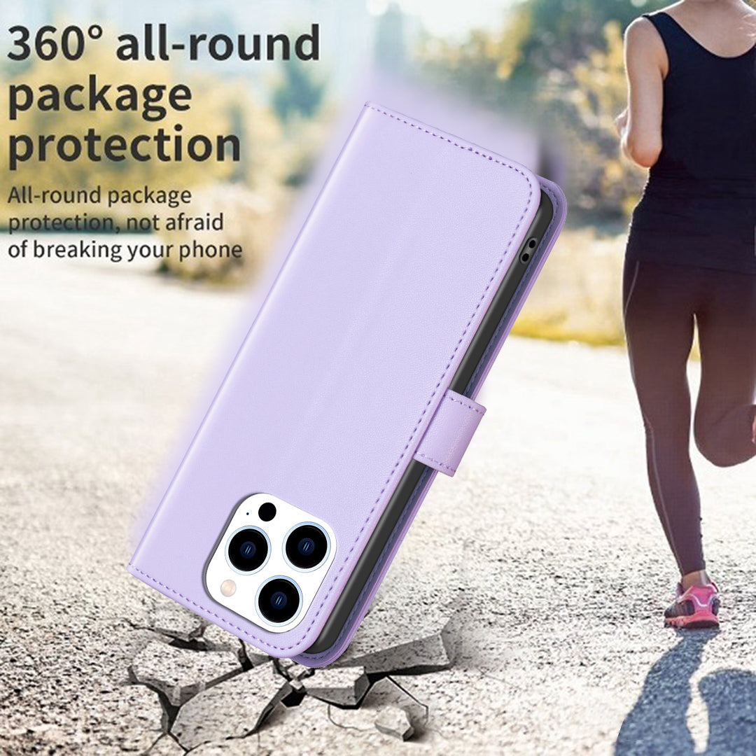 Binfen Color BF17 For iPhone 15 Pro Stand Design Phone Cover Ultra-Light Wallet TPU+PU Leather Phone Case - Purple