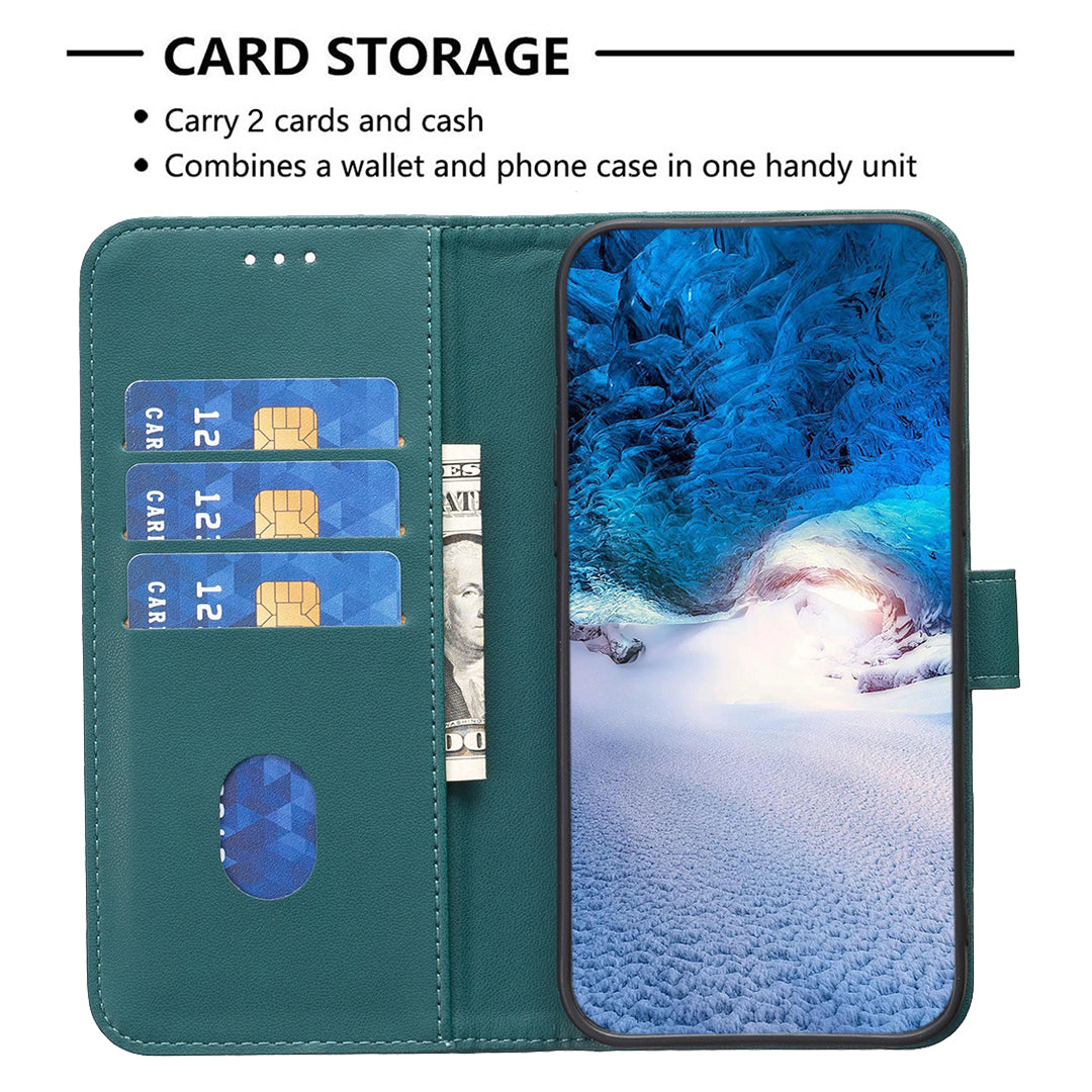 Binfen Color BF17 For iPhone 15 Phone Cover Stand Design Wallet TPU+PU Leather Phone Case - Green
