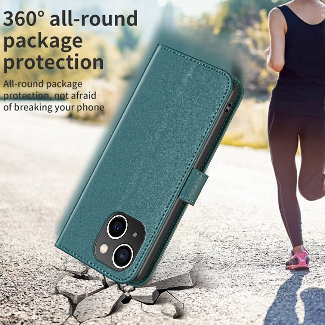 Binfen Color BF17 For iPhone 15 Phone Cover Stand Design Wallet TPU+PU Leather Phone Case - Green
