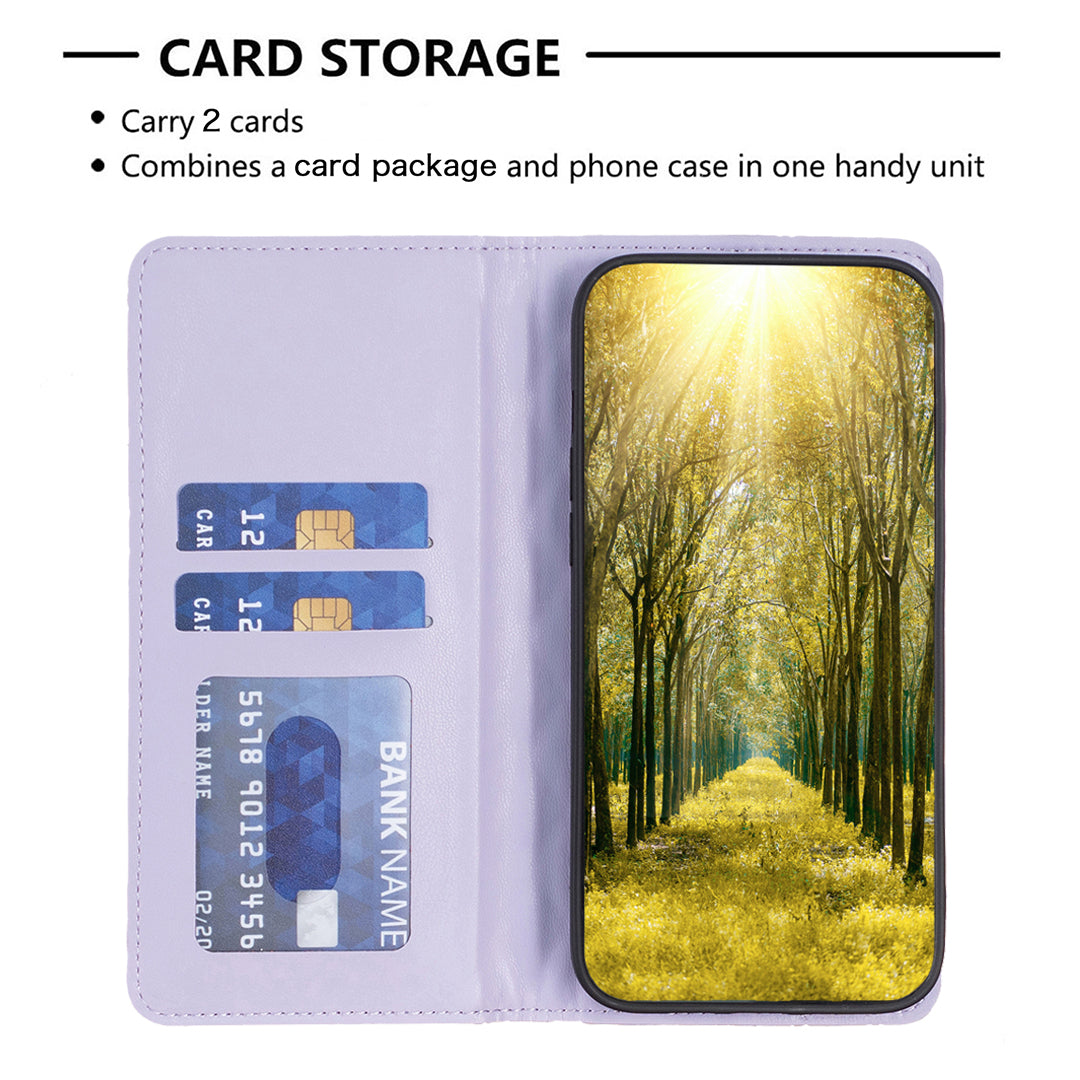 Binfen Color BF Style-16 For iPhone 15 Plus Card Holder Phone Case Drop-proof PU Leather Stand Shell - Purple