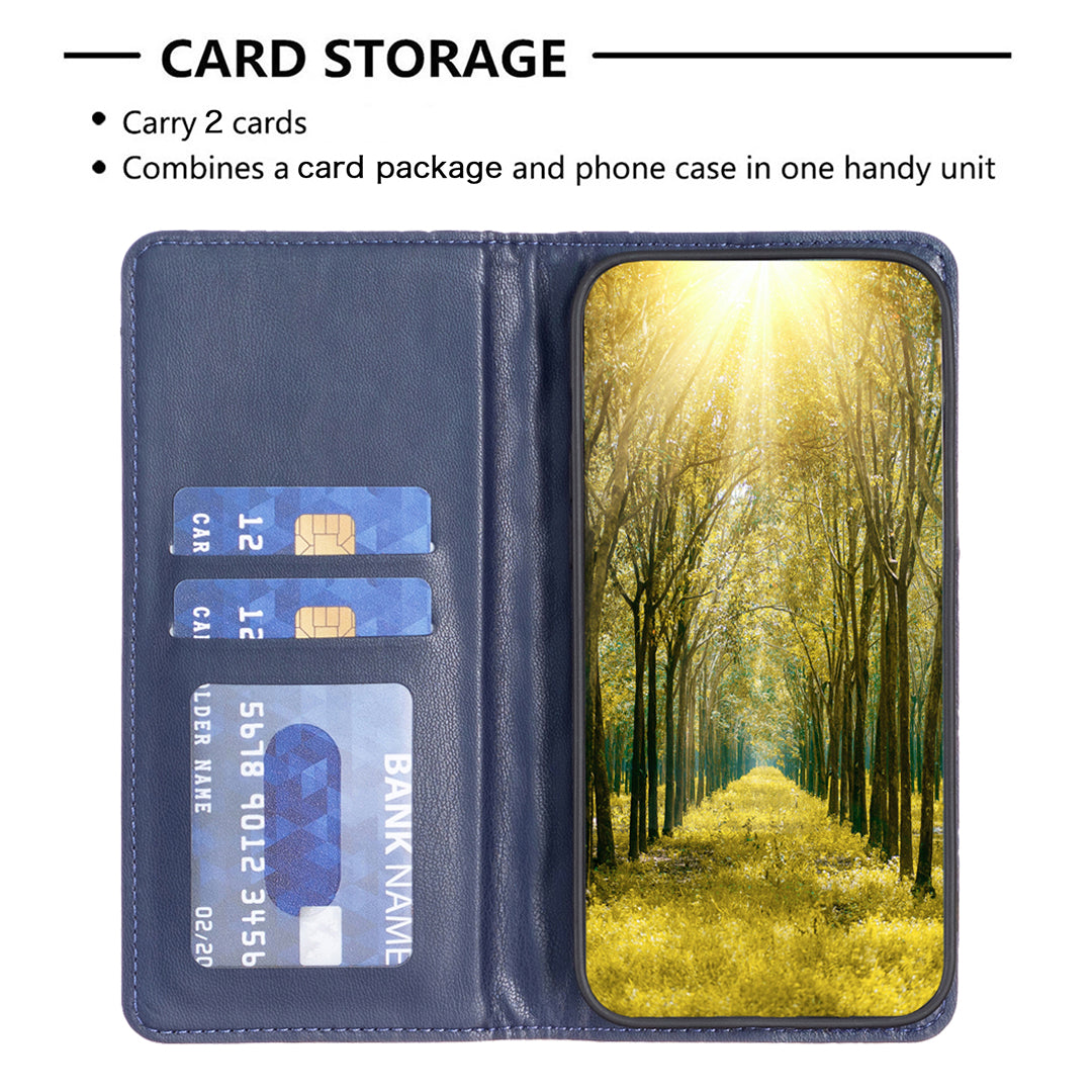 Binfen Color BF Style-16 For iPhone 15 Pro PU Leather Stand Case Anti-drop Card Holder Phone Cover - Blue