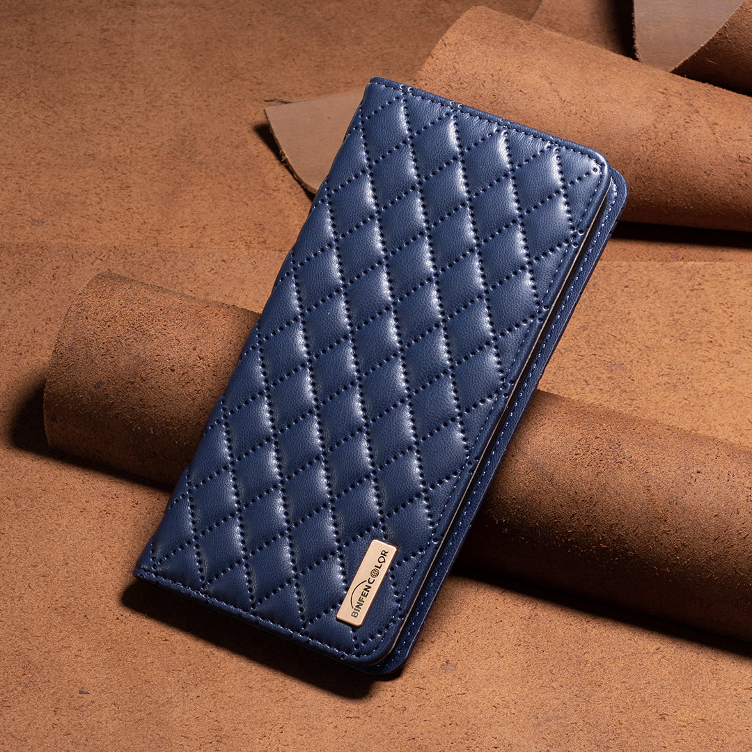 Binfen Color BF Style-16 For iPhone 15 Pro PU Leather Stand Case Anti-drop Card Holder Phone Cover - Blue