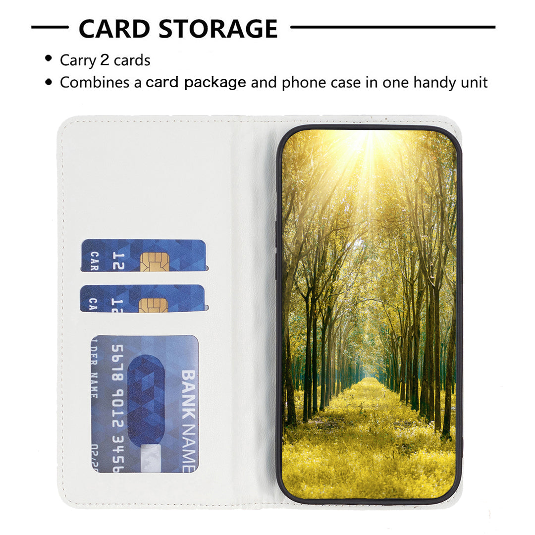 Binfen Color BF Style-16 For iPhone 15 Pro PU Leather Stand Case Anti-drop Card Holder Phone Cover - White