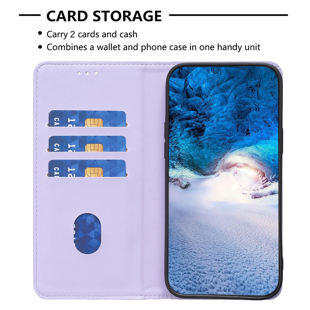 Binfen Color BF18 Protective Case for iPhone 15 Pro Leather Stand Phone Cover with Card Slots - Purple