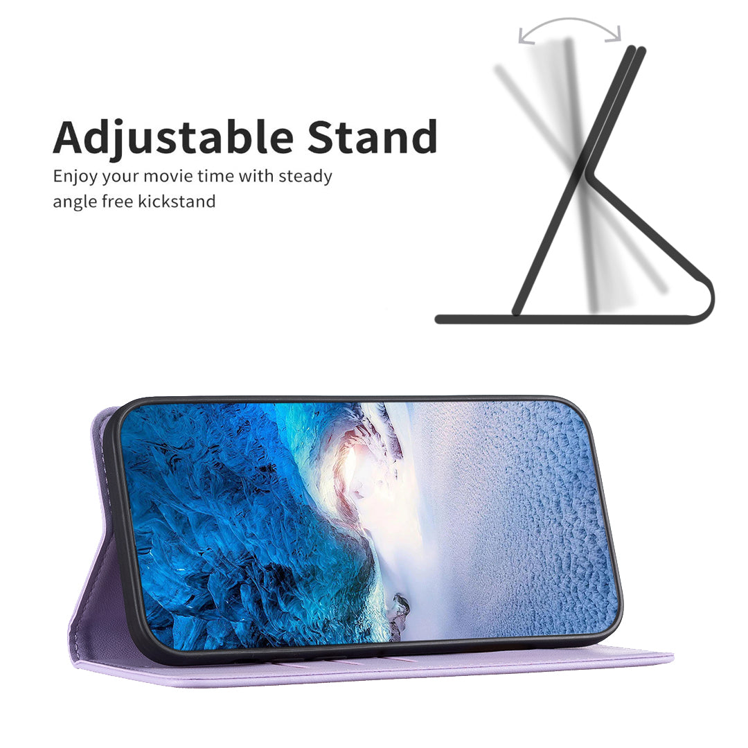 Binfen Color BF18 Protective Case for iPhone 15 Pro Leather Stand Phone Cover with Card Slots - Purple