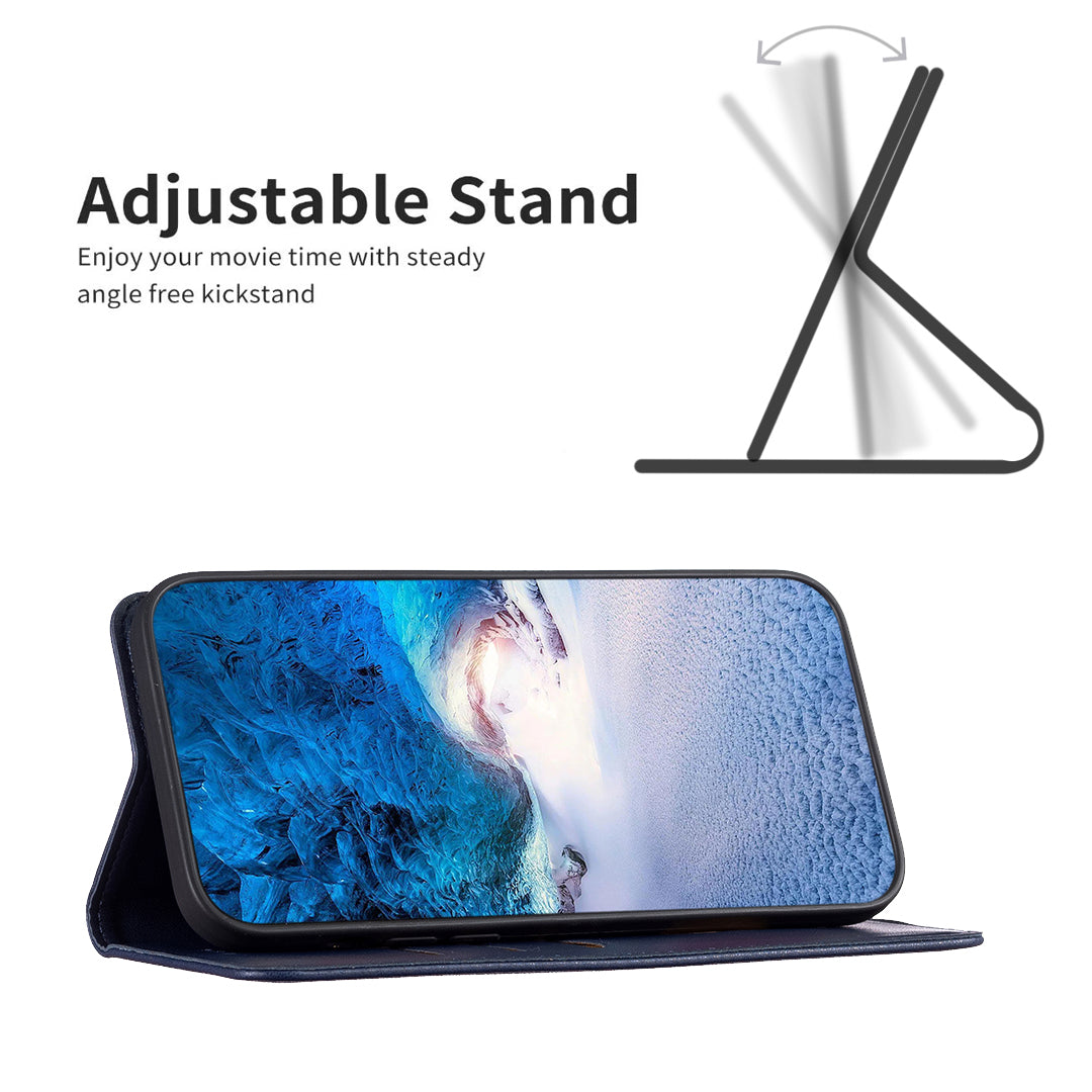 Binfen Color BF18 For iPhone 15 PU Leather Card Holder Cover Flip Stand Phone Case - Blue