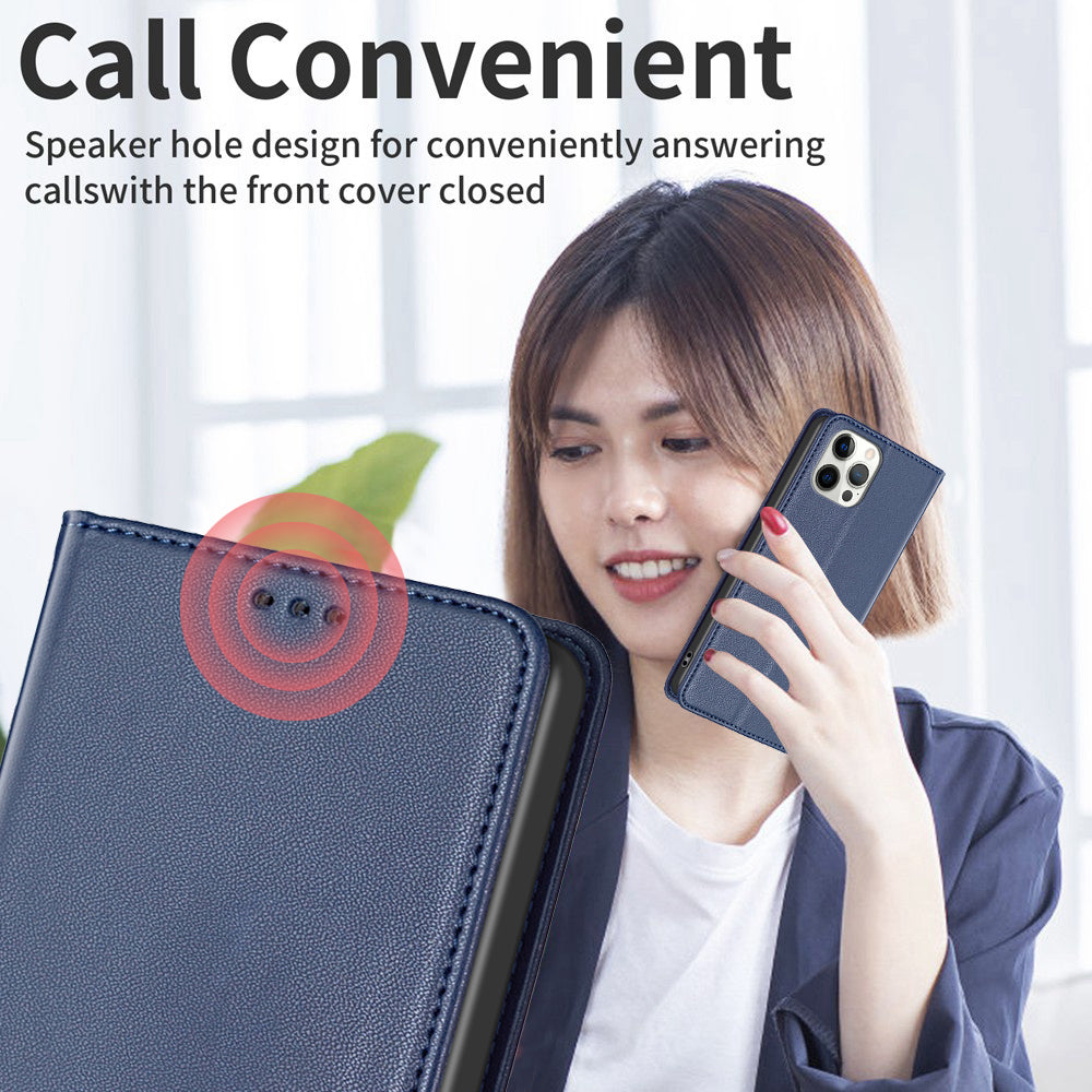 Binfen Color BF18 For iPhone 15 PU Leather Card Holder Cover Flip Stand Phone Case - Blue