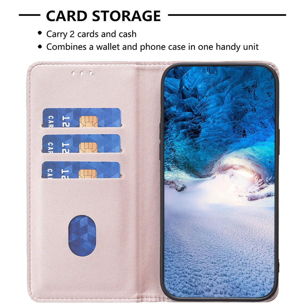 Binfen Color BF18 PU Leather Cover for iPhone 15 Plus Card Holder Phone Case with Stand - Rose Gold
