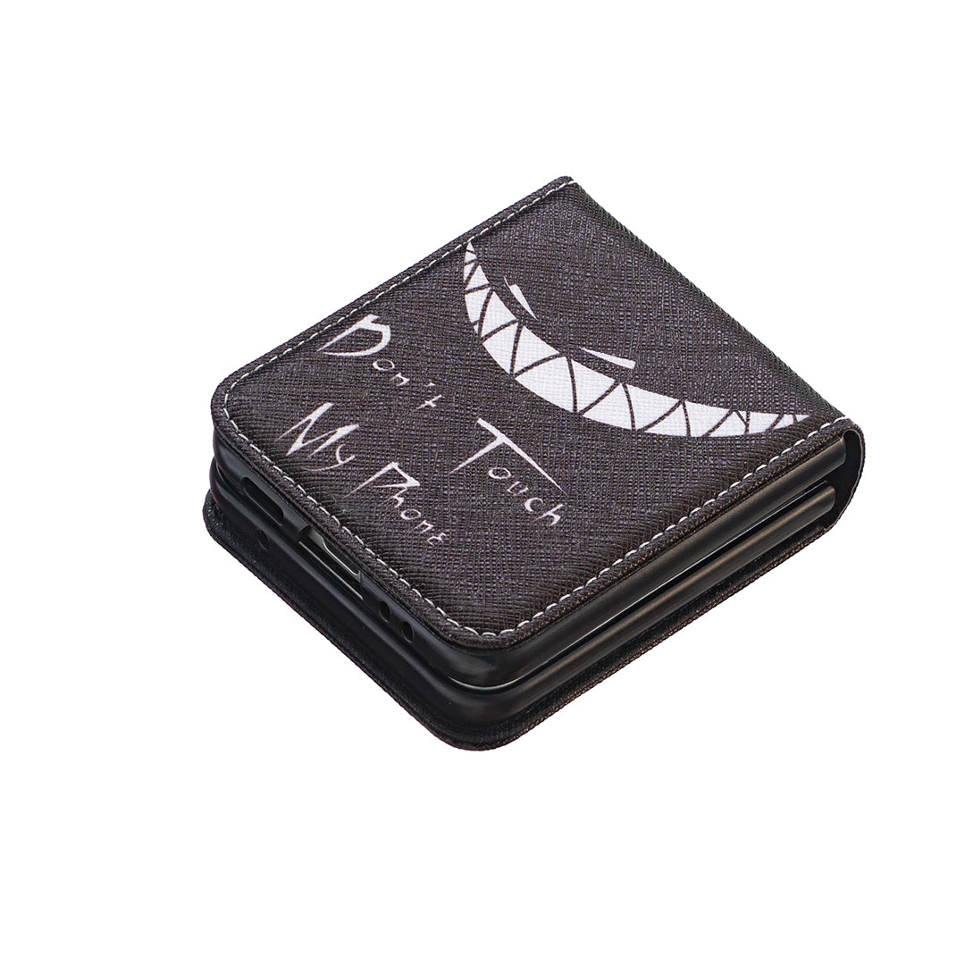 for Samsung Galaxy Z Flip5 5G PU Leather+PC Phone Case Pattern Printing Protective Cover - Don't Touch My Phone