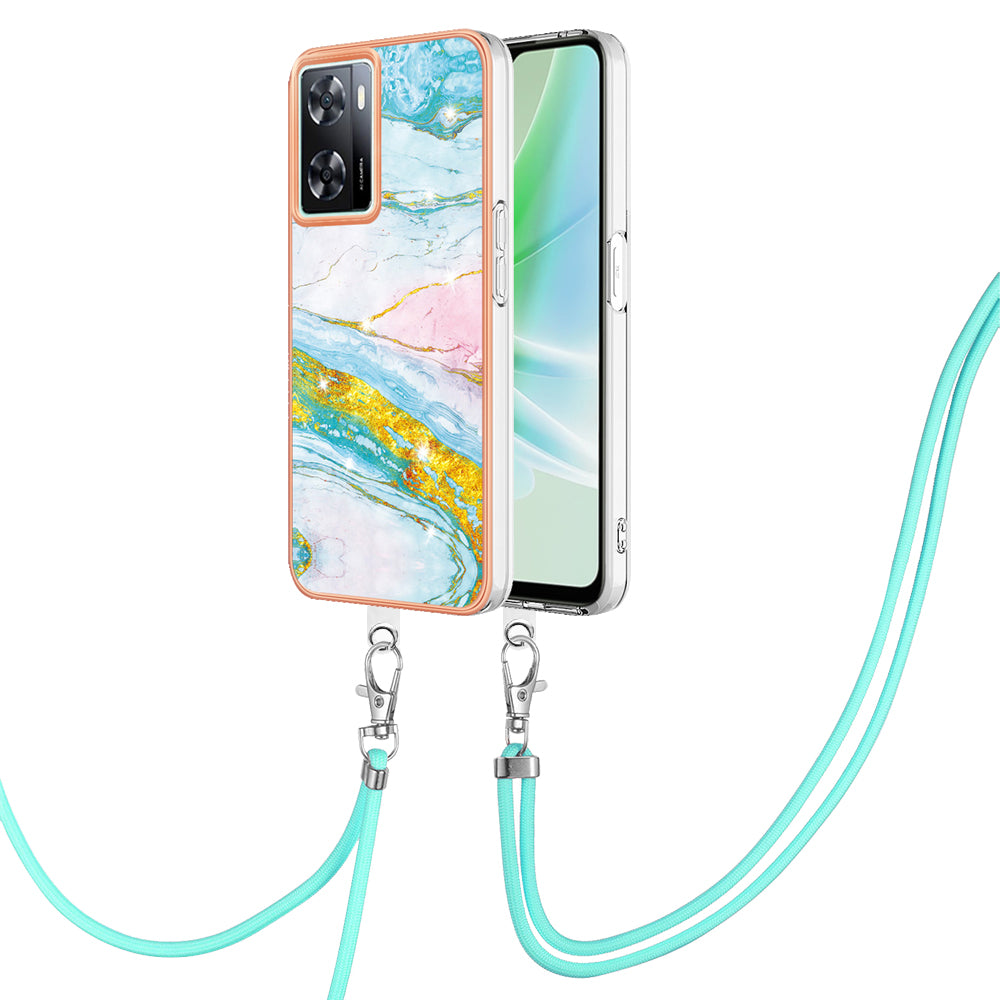 YB IMD Series-9 TPU Phone Case for OnePlus Nord N300 5G / Oppo A57 4G / A57 (2022) 5G / A77 5G / K10 5G / Realme Q5i / Narzo 50 5G / V23 5G , Marble Pattern IMD Cover - Green 004