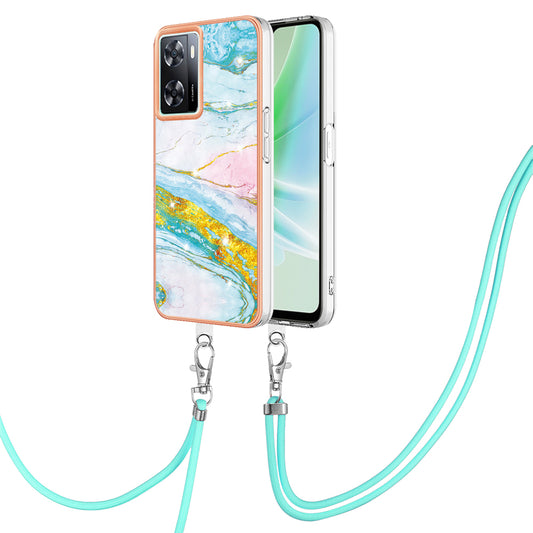 YB IMD Series-9 TPU Phone Case for OnePlus Nord N300 5G / Oppo A57 4G / A57 (2022) 5G / A77 5G / K10 5G / Realme Q5i / Narzo 50 5G / V23 5G , Marble Pattern IMD Cover - Green 004