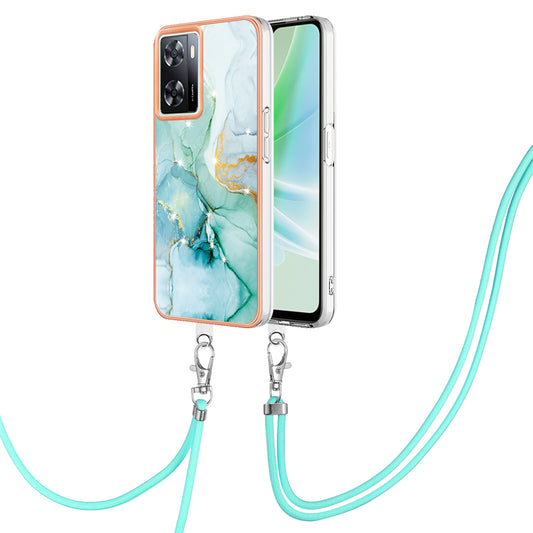 YB IMD Series-9 TPU Phone Case for OnePlus Nord N300 5G / Oppo A57 4G / A57 (2022) 5G / A77 5G / K10 5G / Realme Q5i / Narzo 50 5G / V23 5G , Marble Pattern IMD Cover - Green 003