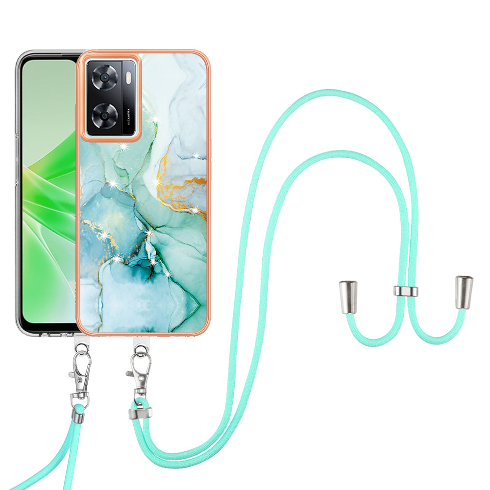 YB IMD Series-9 TPU Phone Case for OnePlus Nord N300 5G / Oppo A57 4G / A57 (2022) 5G / A77 5G / K10 5G / Realme Q5i / Narzo 50 5G / V23 5G , Marble Pattern IMD Cover - Green 003