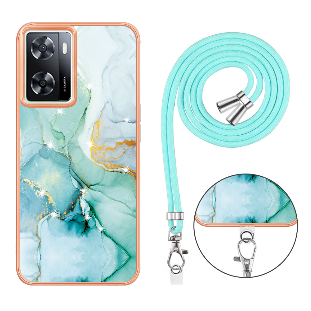 YB IMD Series-9 TPU Phone Case for OnePlus Nord N300 5G / Oppo A57 4G / A57 (2022) 5G / A77 5G / K10 5G / Realme Q5i / Narzo 50 5G / V23 5G , Marble Pattern IMD Cover - Green 003