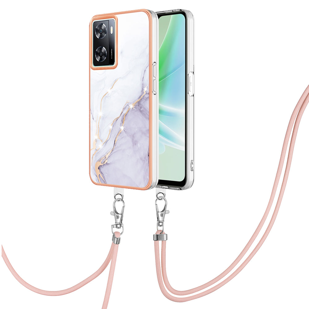 YB IMD Series-9 TPU Phone Case for OnePlus Nord N300 5G / Oppo A57 4G / A57 (2022) 5G / A77 5G / K10 5G / Realme Q5i / Narzo 50 5G / V23 5G , Marble Pattern IMD Cover - White 006