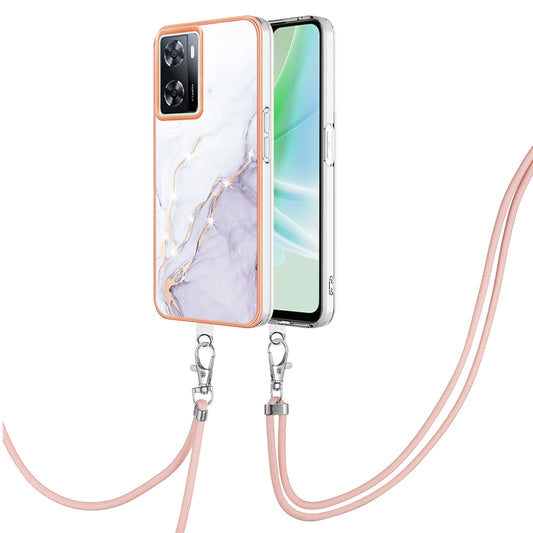 YB IMD Series-9 TPU Phone Case for OnePlus Nord N300 5G / Oppo A57 4G / A57 (2022) 5G / A77 5G / K10 5G / Realme Q5i / Narzo 50 5G / V23 5G , Marble Pattern IMD Cover - White 006
