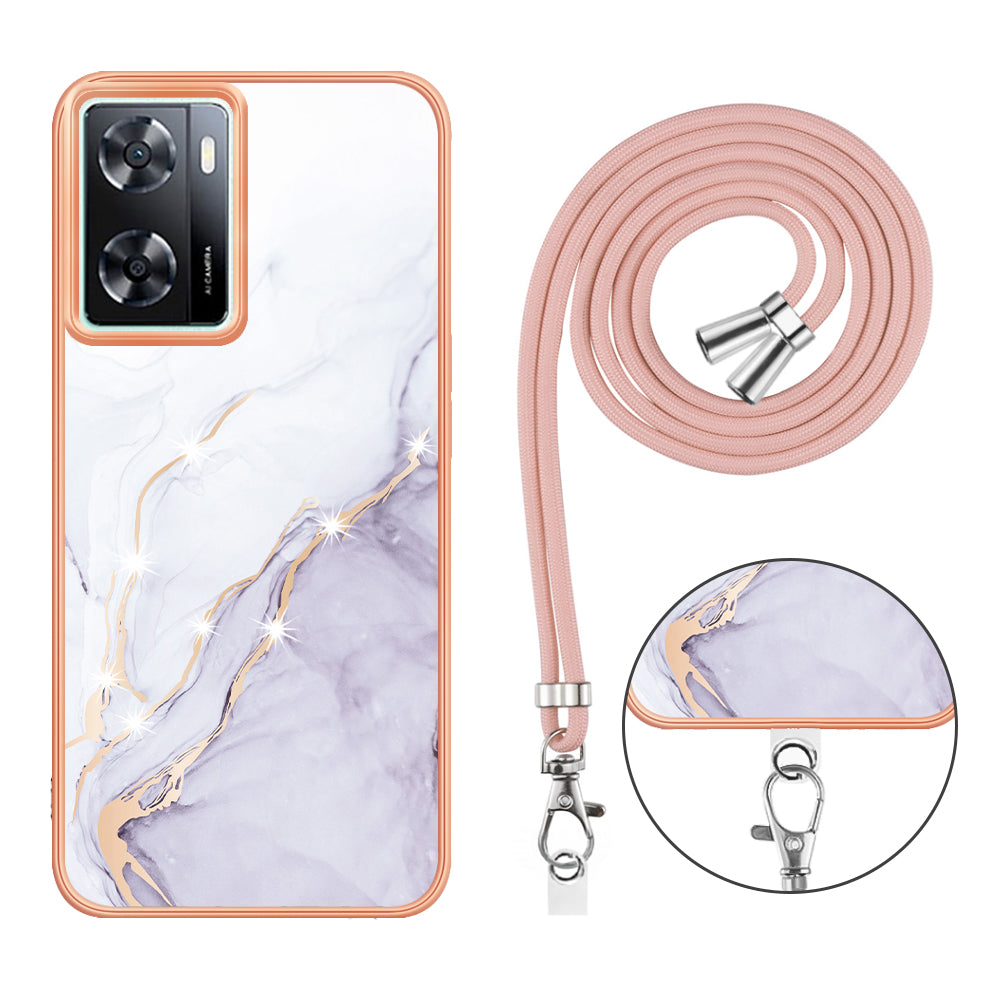 YB IMD Series-9 TPU Phone Case for OnePlus Nord N300 5G / Oppo A57 4G / A57 (2022) 5G / A77 5G / K10 5G / Realme Q5i / Narzo 50 5G / V23 5G , Marble Pattern IMD Cover - White 006