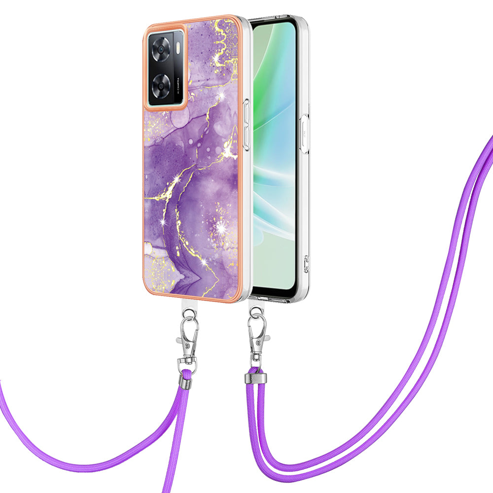 YB IMD Series-9 TPU Phone Case for OnePlus Nord N300 5G / Oppo A57 4G / A57 (2022) 5G / A77 5G / K10 5G / Realme Q5i / Narzo 50 5G / V23 5G , Marble Pattern IMD Cover - Purple 002