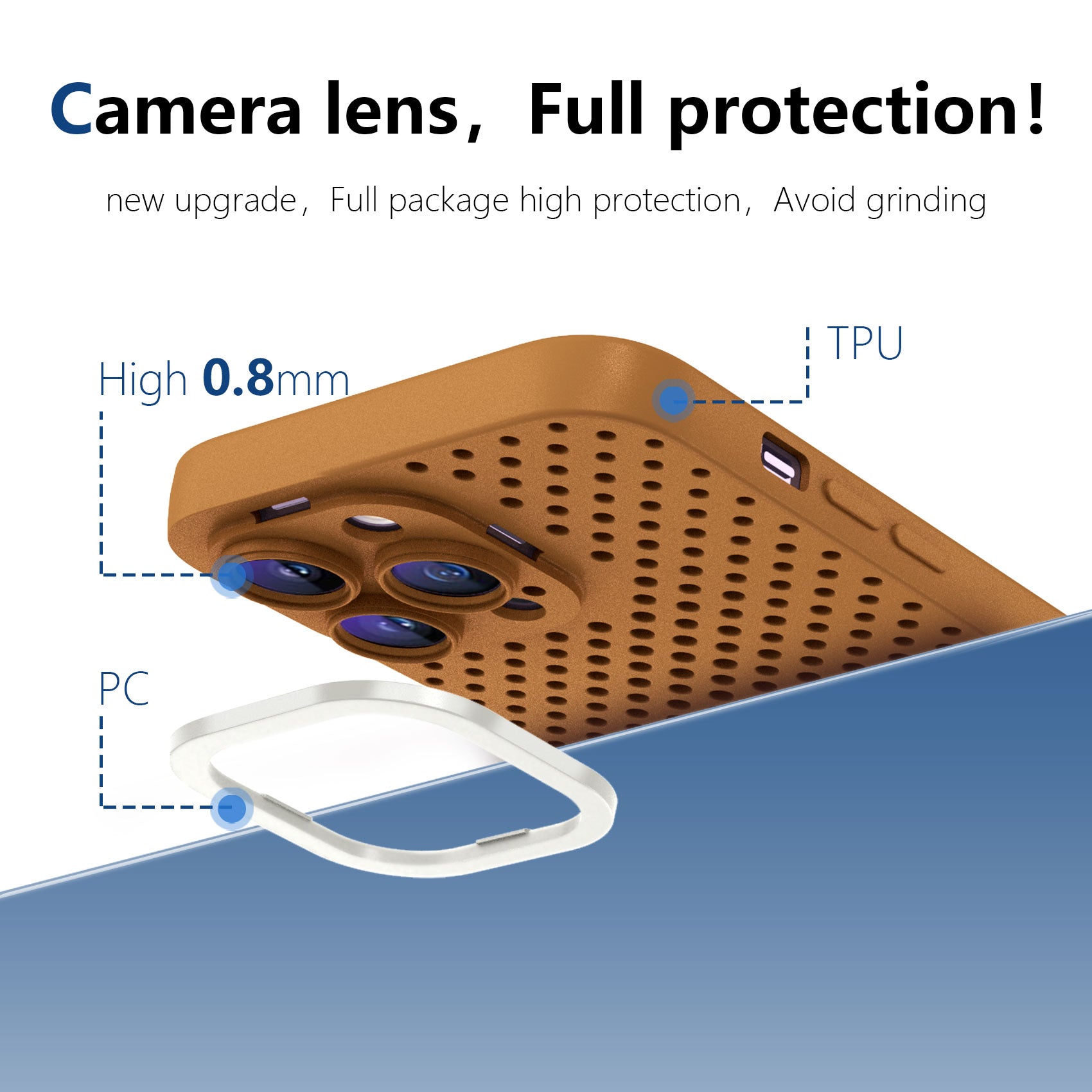Uniqkart for iPhone 13 Pro Max 6.7 inch Skin-touch TPU Case Hollow Hole Heat Dissipation Phone Cover - Brown
