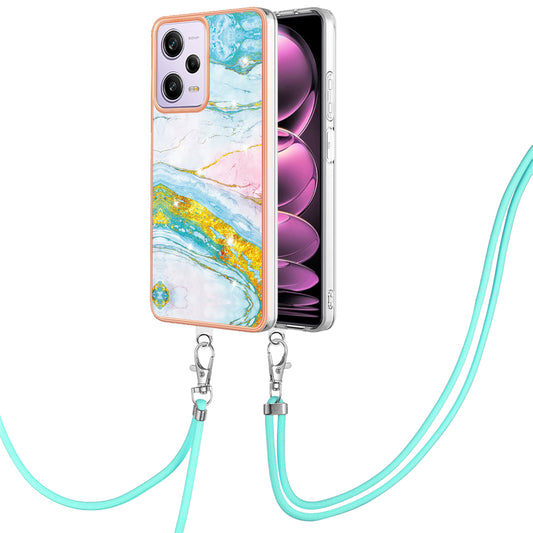 YB IMD Series-9 TPU Phone Case for Xiaomi Redmi Note 12 Pro 5G / Note 12 Pro Speed 5G / Poco X5 Pro 5G , Marble Pattern Electroplated Cover - Green 004