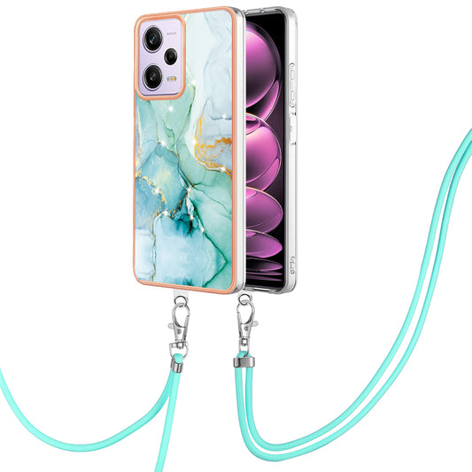 YB IMD Series-9 TPU Phone Case for Xiaomi Redmi Note 12 Pro 5G / Note 12 Pro Speed 5G / Poco X5 Pro 5G , Marble Pattern Electroplated Cover - Green 003