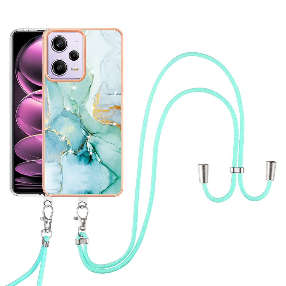 YB IMD Series-9 TPU Phone Case for Xiaomi Redmi Note 12 Pro 5G / Note 12 Pro Speed 5G / Poco X5 Pro 5G , Marble Pattern Electroplated Cover - Green 003