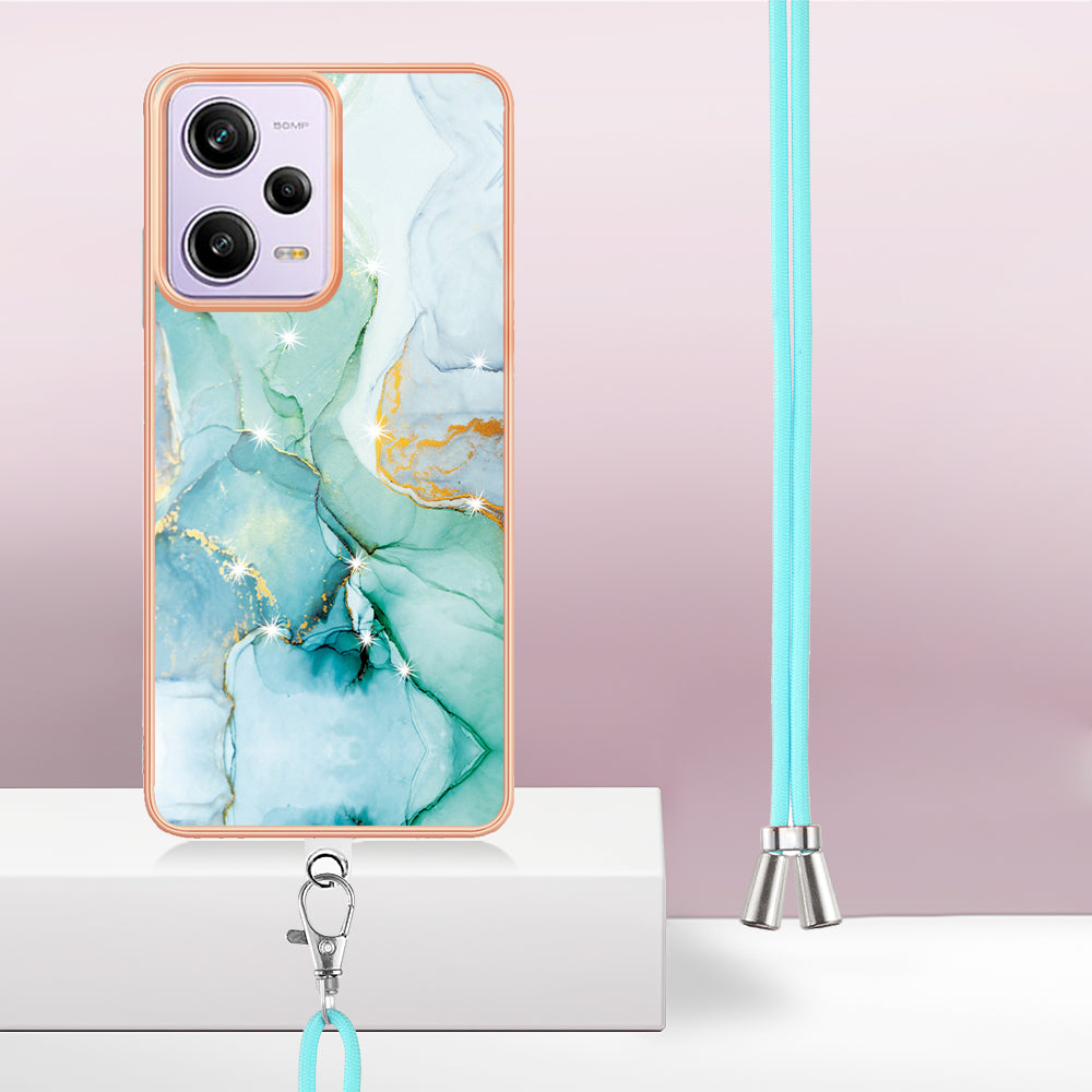 YB IMD Series-9 TPU Phone Case for Xiaomi Redmi Note 12 Pro 5G / Note 12 Pro Speed 5G / Poco X5 Pro 5G , Marble Pattern Electroplated Cover - Green 003