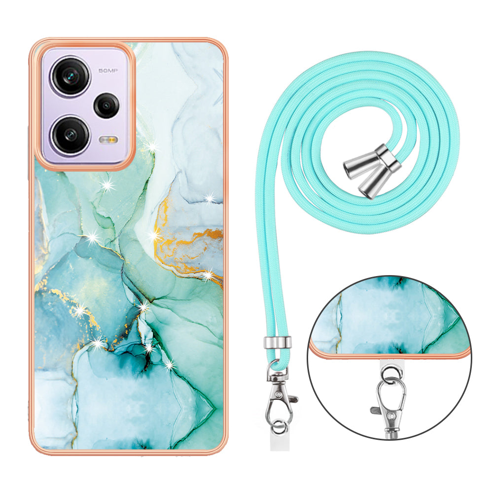 YB IMD Series-9 TPU Phone Case for Xiaomi Redmi Note 12 Pro 5G / Note 12 Pro Speed 5G / Poco X5 Pro 5G , Marble Pattern Electroplated Cover - Green 003