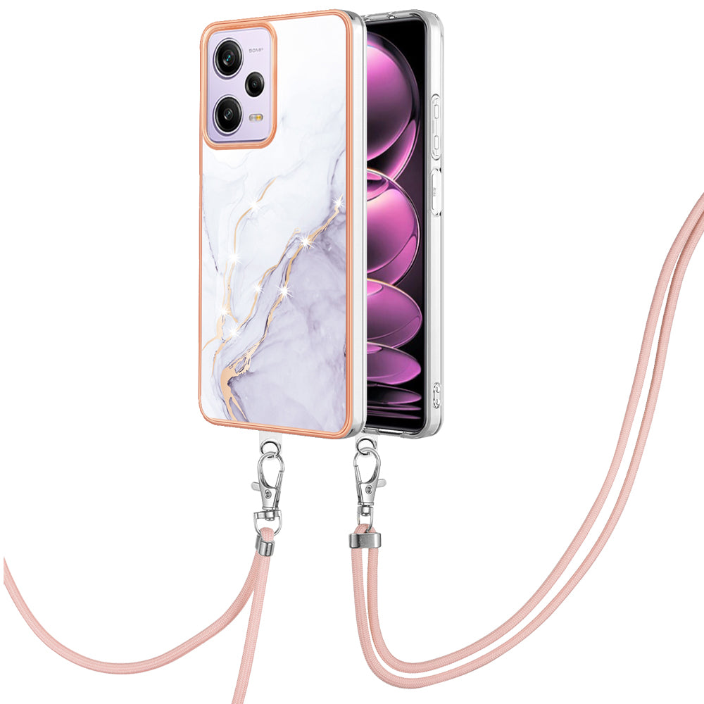 YB IMD Series-9 TPU Phone Case for Xiaomi Redmi Note 12 Pro 5G / Note 12 Pro Speed 5G / Poco X5 Pro 5G , Marble Pattern Electroplated Cover - White 006